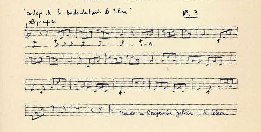 Javier Bello Portuk idatzitako partitura. (Iturria: Bello Portu, 1956, 177-204 or.)