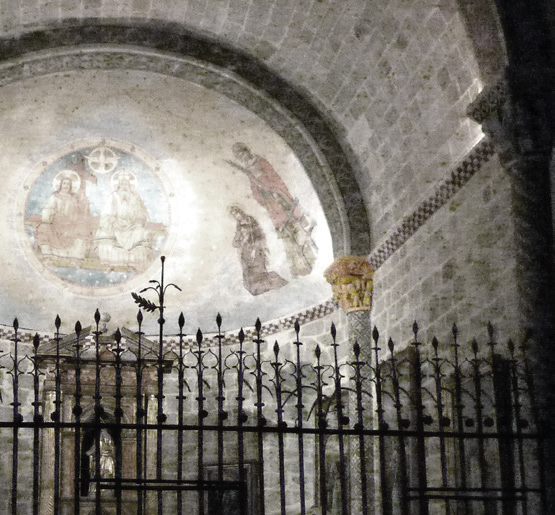 Santa Graziko elizako kapitel batean dauden lau adar-joleak. (Arg.: JMBA)