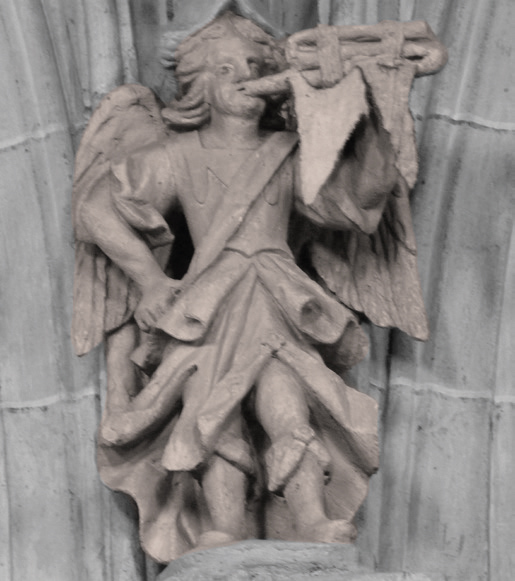 San Joan elizako Pilarreko Andre Mariaren kaperan dagoen tronpeta-jolea. (Arg.: JMBA)