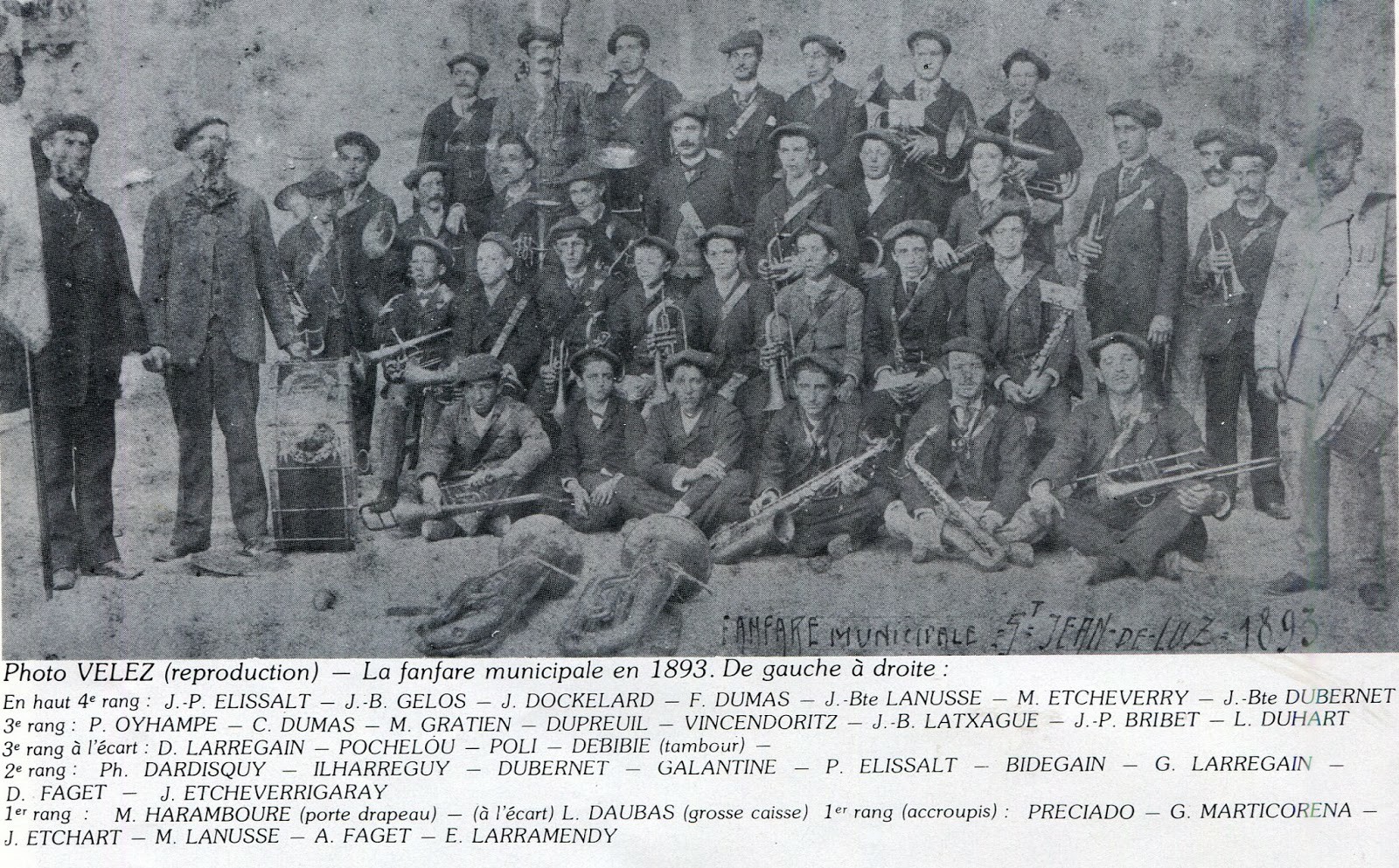Donibane Lohizuneko musika banda (fanfare municipale). 1893. (Iturria: https://paysbasqueavant.blogspot.com)
