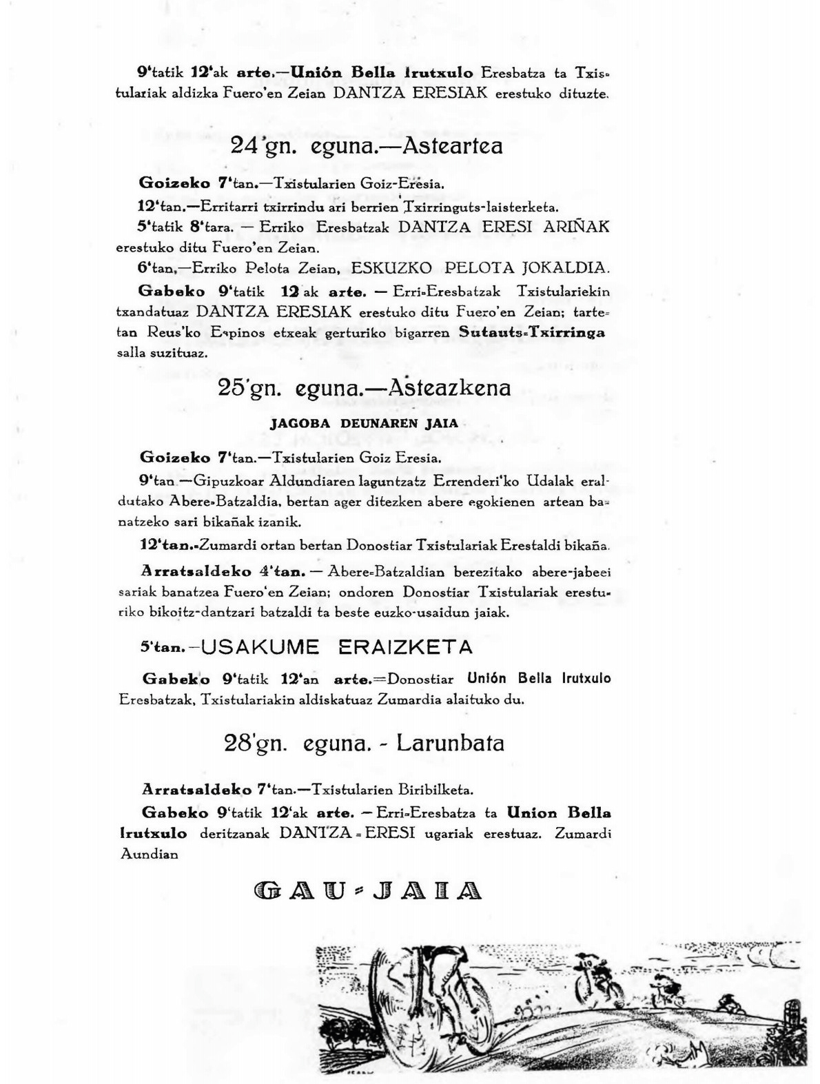 Errenteriako Madalenetako egitaraua. 1934. (Iturria: Revista ilustrada Oarso nº 5 julio 1934)