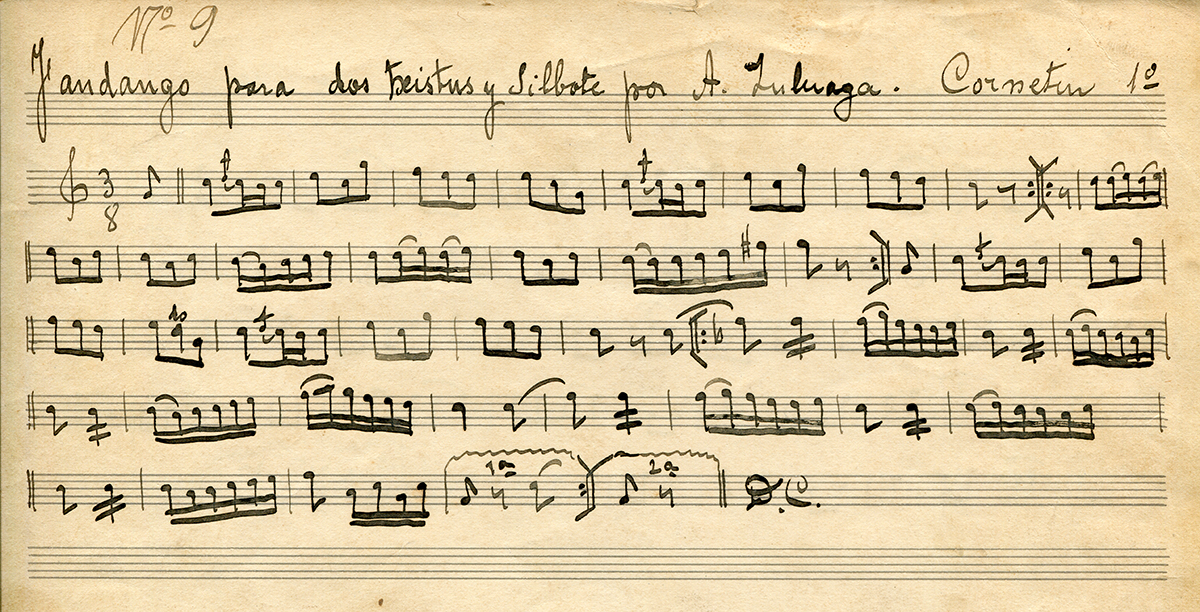 Kornetin (1932) eta onobenarentzako partiturak. Bandarako transkripzioa: D. de Egileor. (Iturria: J. M. Barrenetxea Fondoa)