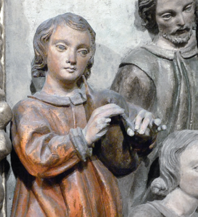 Azagrako Salbatore parrokiako erretaulako Artzainen adorazioko xirolarru-jolea. (Arg.: JMBA)