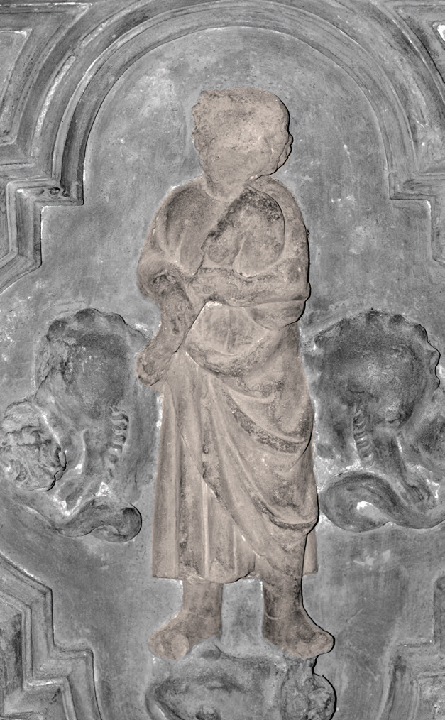 Iruñeko Katedraleko Anparoaren Ateko janbako xirolarru-jolea. (Arg.: JMBA)