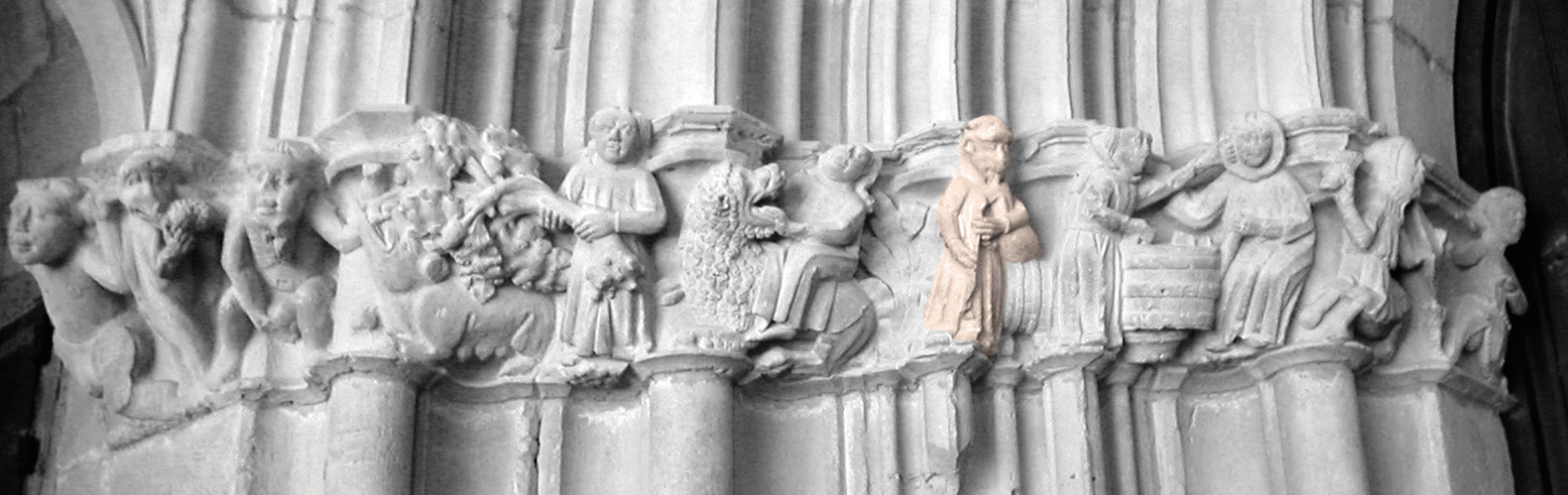 Uxueko Andre Mariaren iparraldeko portikoko xirolarru-jolea. (Arg.: JMBA)