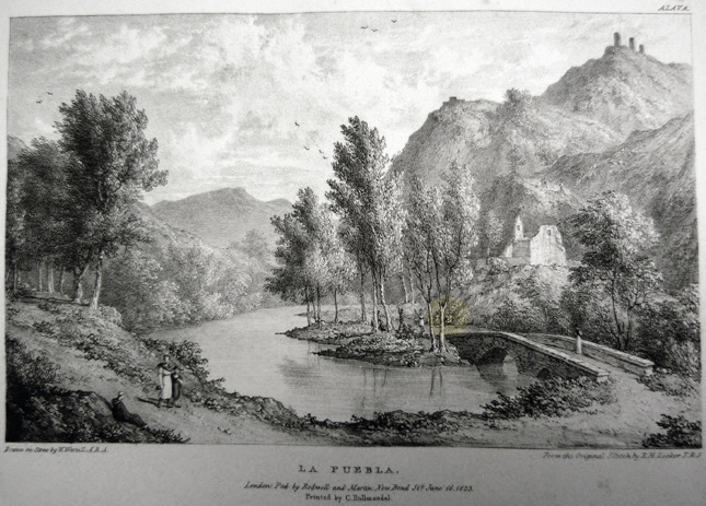 Lockerren grabatua Lapueblako musika eta dantza eszenarekin. (Iturria: E.H. Locker, 1824, or. gabe)